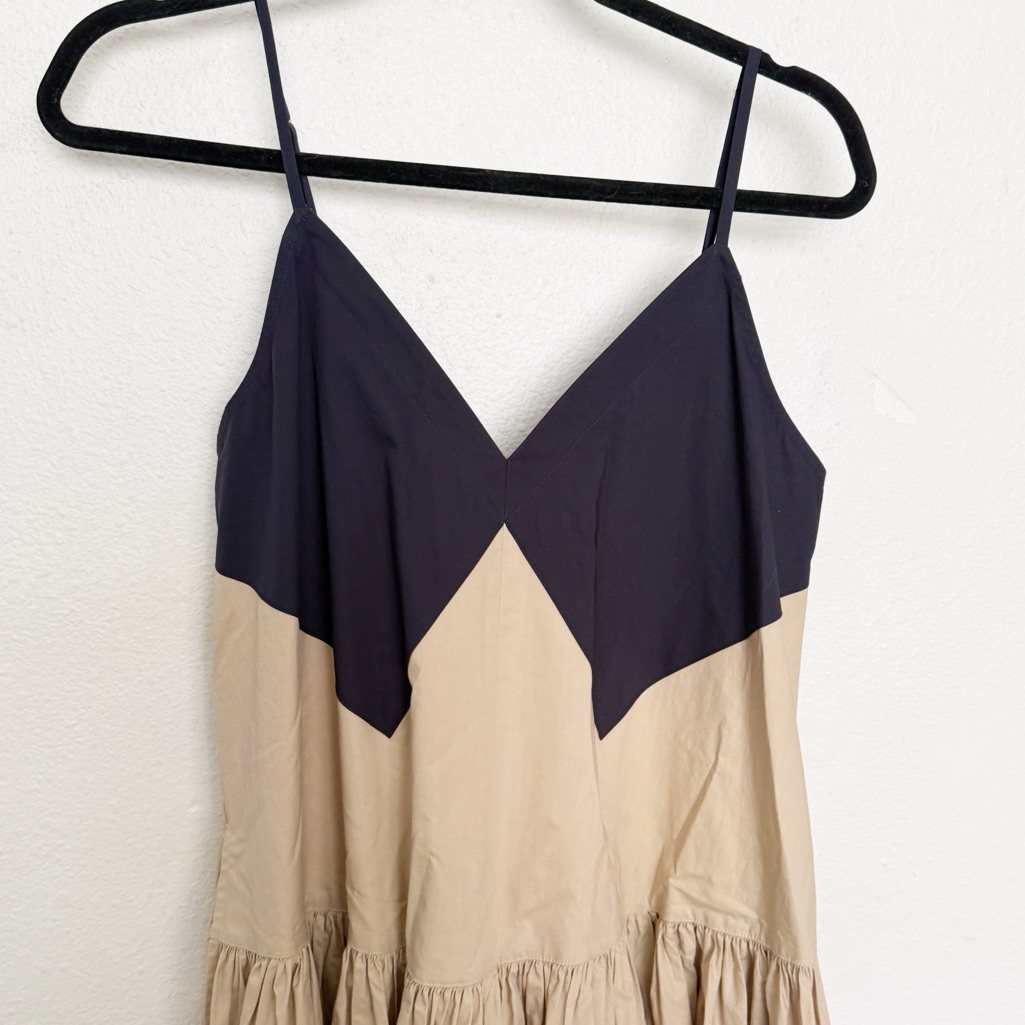Lee Mathews Elsie Bicolor Cotton Midi Cami Dress Navy Sand Size 1 — image 4 of 8